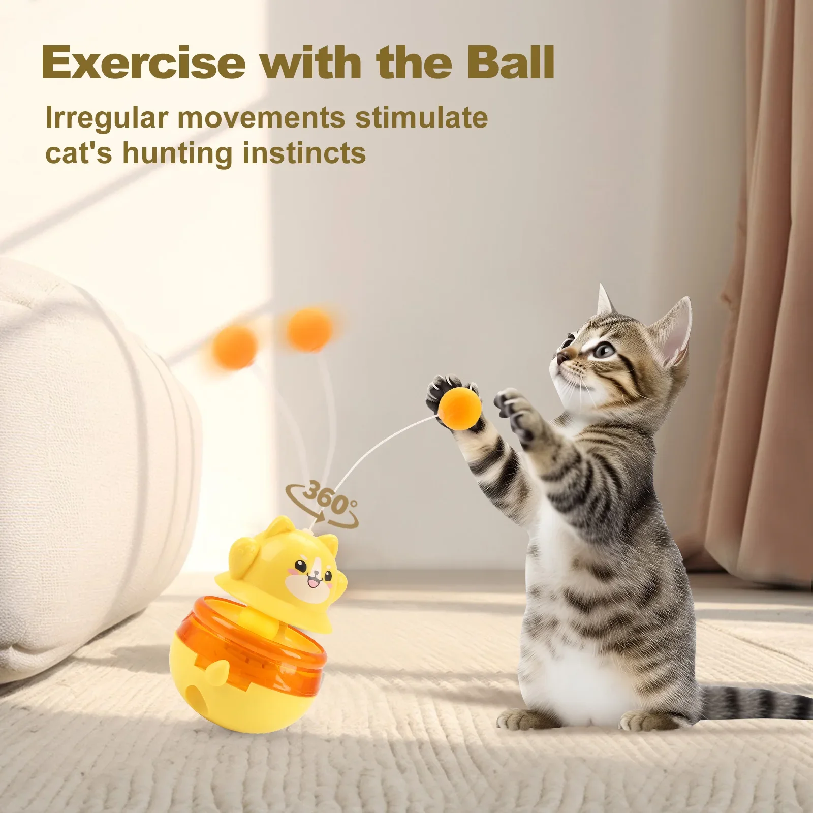Cat Treat Toy Interactive Kitten Puzzle Feeder Food Dispenser Ball Kitty Enrichment Toys for Indoor Cats Stimulating Tous