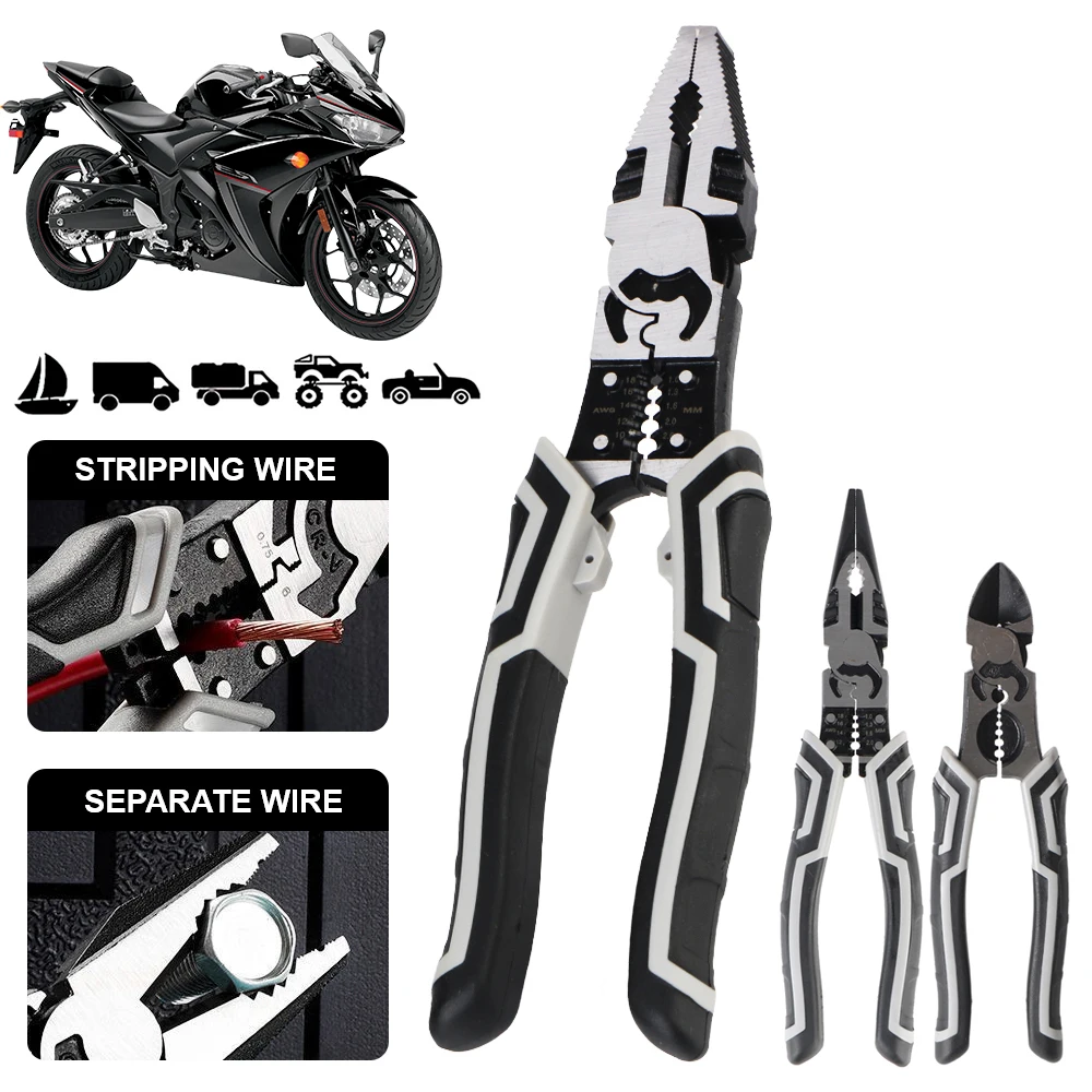 

Обжимные клещи для зачистки, инструменты для ремонта мотоциклов, кусачки, плоскогубцы для электрика, диагональные плоскогубцы, зажим, гаечный ключ, оборудование