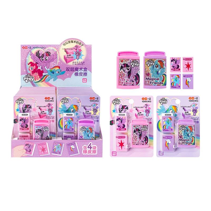 Imagem -06 - Little Pony Lápis Borracha para Estudantes Papelaria Criativa dos Desenhos Animados Double Layer Magic Box Material de Escritório Miniso my