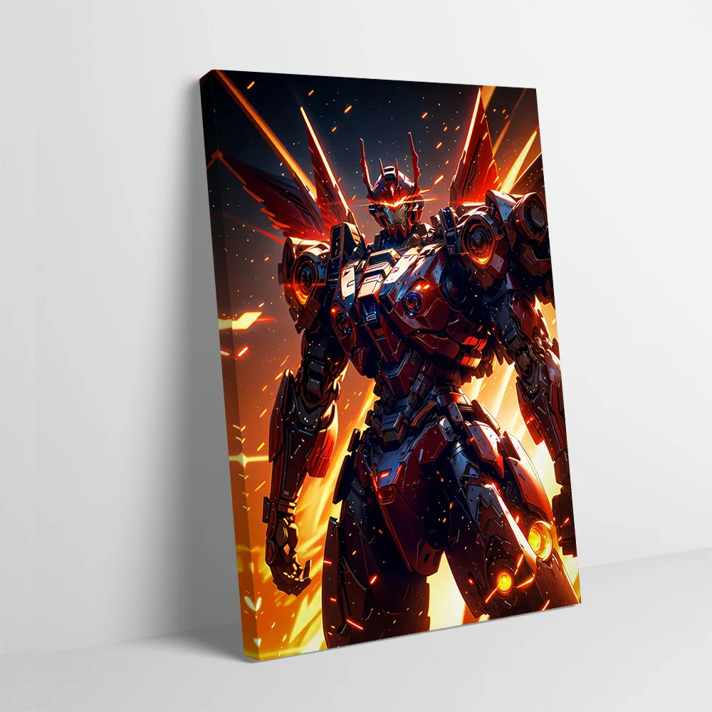 Red Armor Robot Mecha Printing Poster Customizable Pictures Wall Art Canvas Painting for Modern Home Decoration Ornaments Room