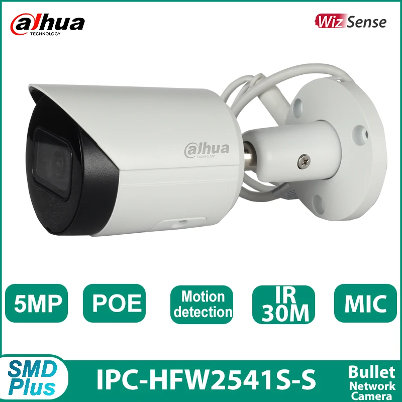 Dahua 4MP 5MP 8MP IPC-HFW2541S-S IPC-HFW2841S-S 4K Black  WizSense POE IP camera Support IR 30m Bulit Mic Surveillance camera