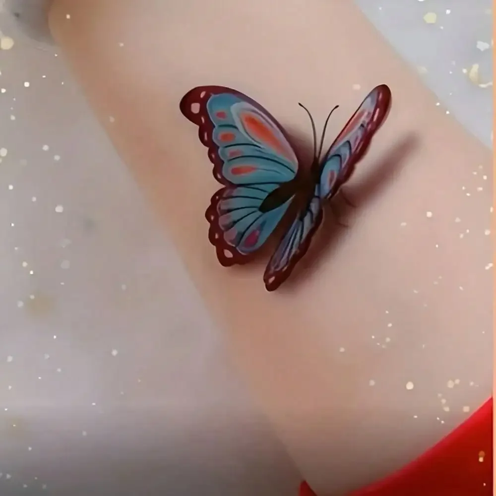 20 Sheets Of Colorful Butterfly Tattoo Stickers - Waterproof & Long Lasting Temporary Tattoos For Women, Daily Party Vocation Body Art Decorations view 3