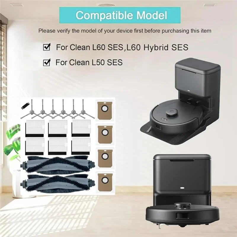

AB47-Для Eufy Clean L60 SES / L60 Hybrid SES / L50 SES Робот-пылесос Основная боковая щетка Hepa-фильтр Мешки для пыли Аксессуары