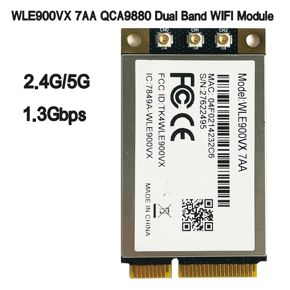 

WLE900VX 7AA QCA9880 Двухдиапазонный модуль 2,4G/5G 3*3 MIMO 1300 Мбит/с 802.11ac WIFI