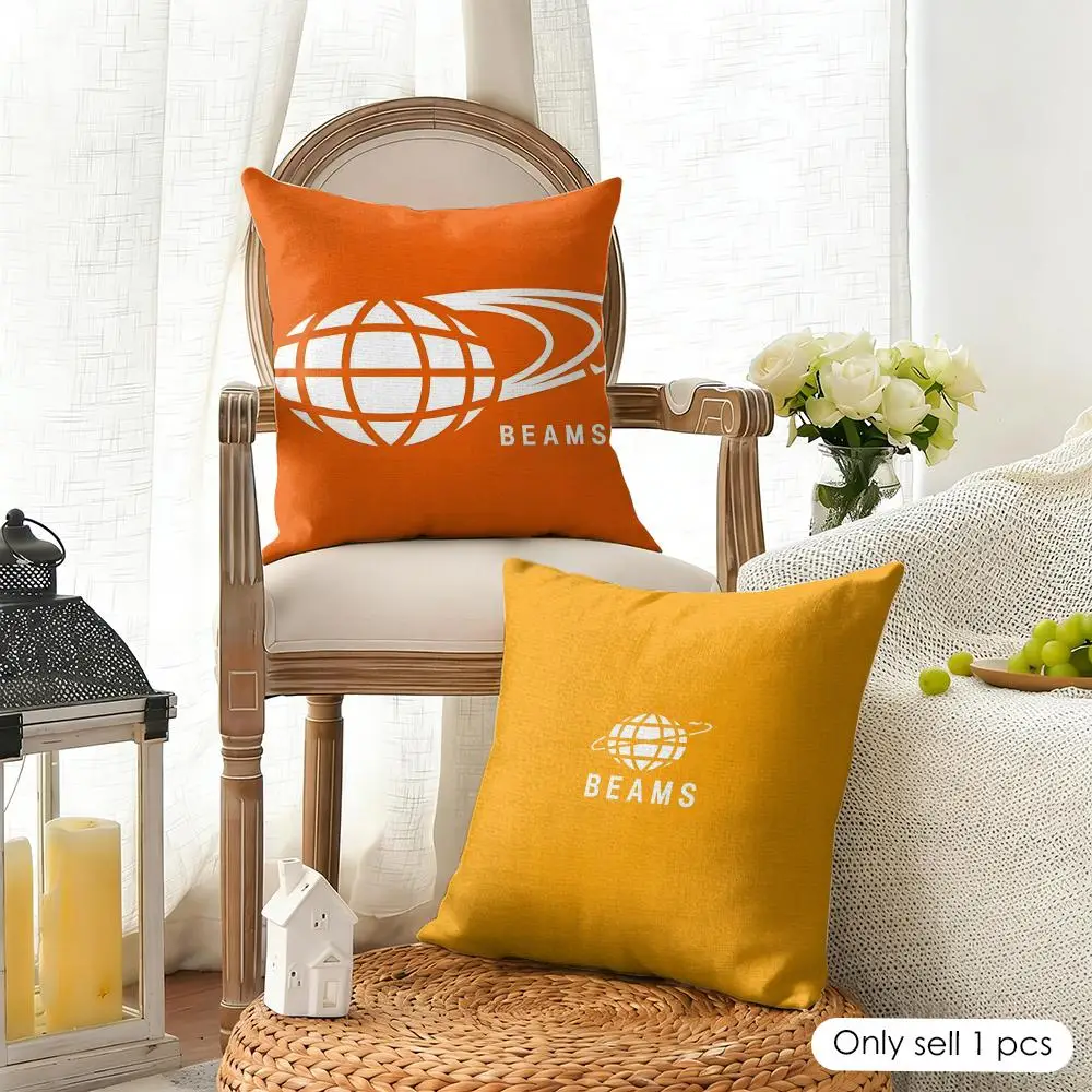 Fashion B-BEAMS Logo Cushion Cover Organic Linen Square Pillow Case Durable Non-Allergenic And Kind To Skin