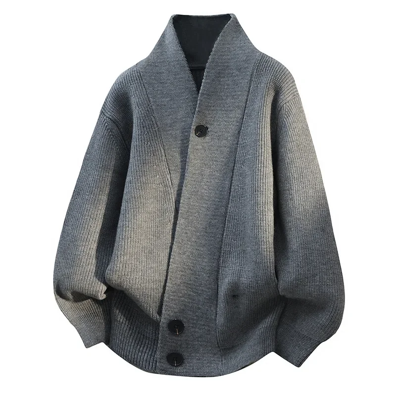 Fashion Design Men V-neck Cardigans Sweaters Men Spring Autumn Outwear Loose Sweatercoat Csual Knitted Sweaters Size 4XL M589