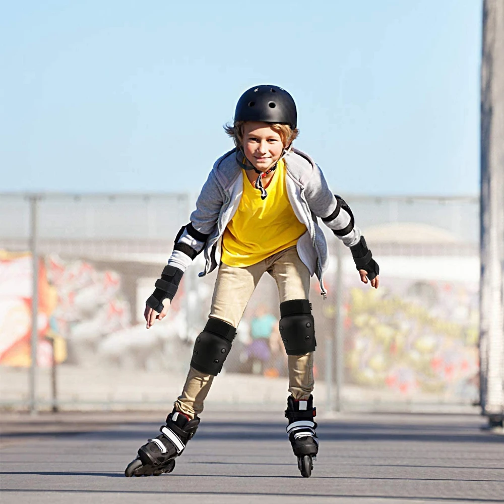 Rodilleras para niños y adultos, protectores de muñeca 6 en 1, equipo de protección para patinaje en línea, patinete, BMX