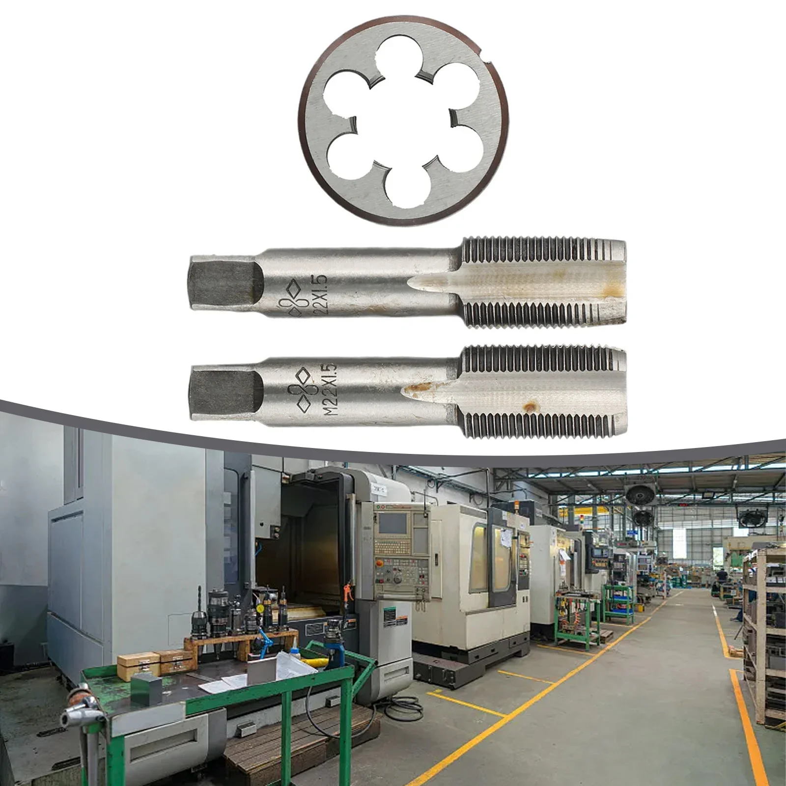 3 Stück HSS M22 x 1,5 mm Kegel und Stecker – Gewindebohrer und M22 x 1,5 mm matrizenes metrisches Gewinde für die Herstellung von Formen, Autoreparaturen. Heißer Verkauf