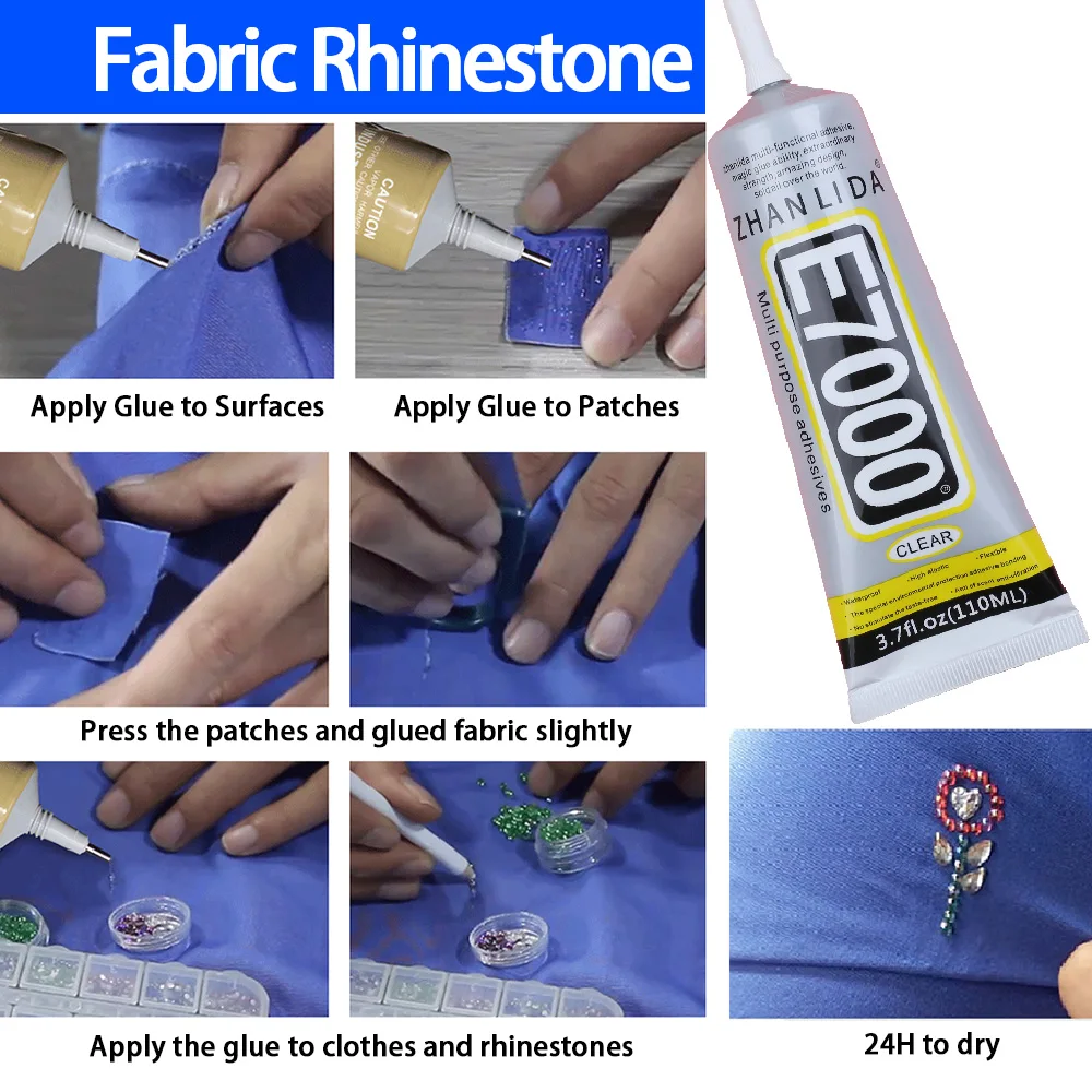50/110ML E7000 Clear Glue Fabric Textile Clothes Logo Patch Jewelry Dym Craft Leather Crystal Rhinestone Phone Epoxy Adhesive