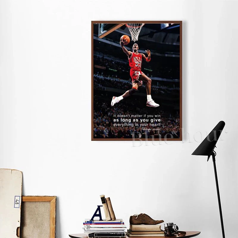 Basketball Poster MJ J-Jordan Slam Dunk Competition Picture Art Prints Teen Boys Room Wall Decoration Canvas Painting Boys Gift
