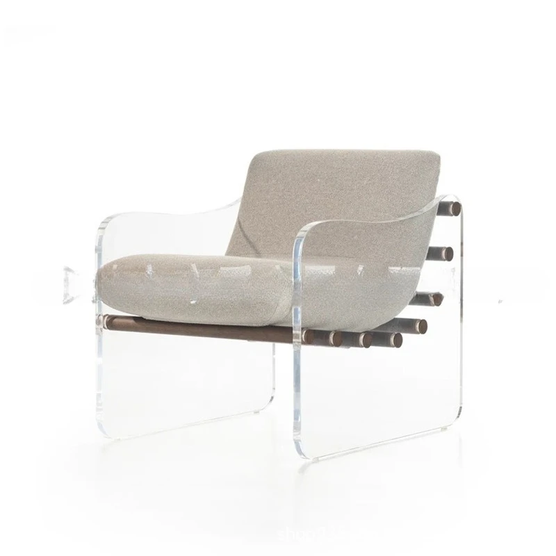 

Italian light luxury transparent acrylic lazy sofa chair living room balcony leisure lounge chair