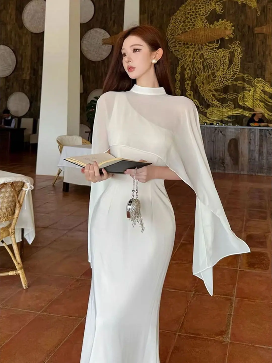 

Elegant Stand Collar Sun Protection Shawl Women's Summer New Style Matching Skirts Beautiful Outer Thin Veil Cover up