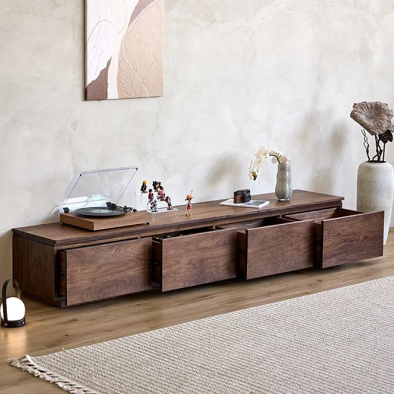 All solid wood TV cabinet, North American black walnut modern simple household living room small apartment floor coffee table