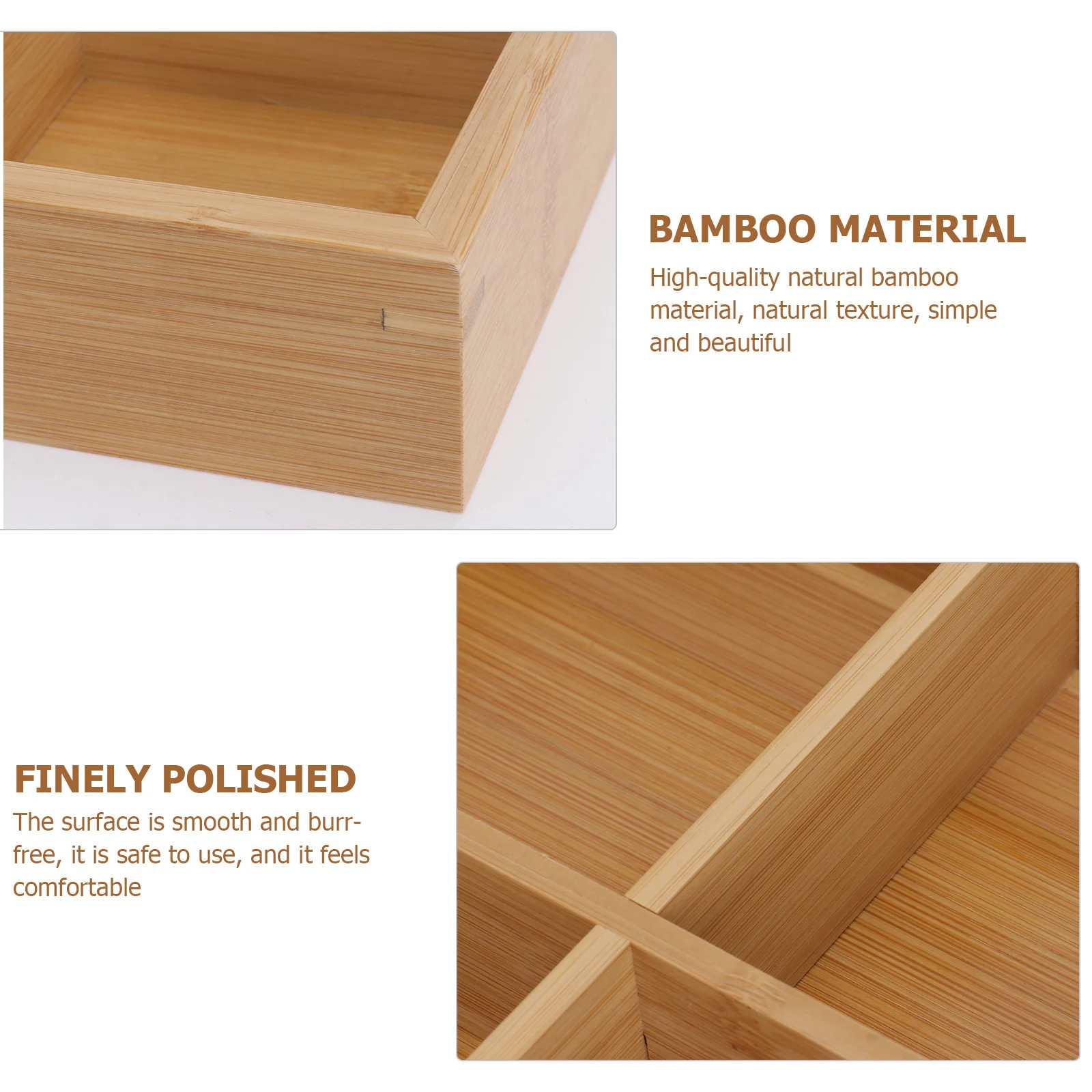 

1Pcs Grid Vegetable Tray Texture Divided Plate Food Tray Bamboo Plate for Home Restaurant Hotel Use