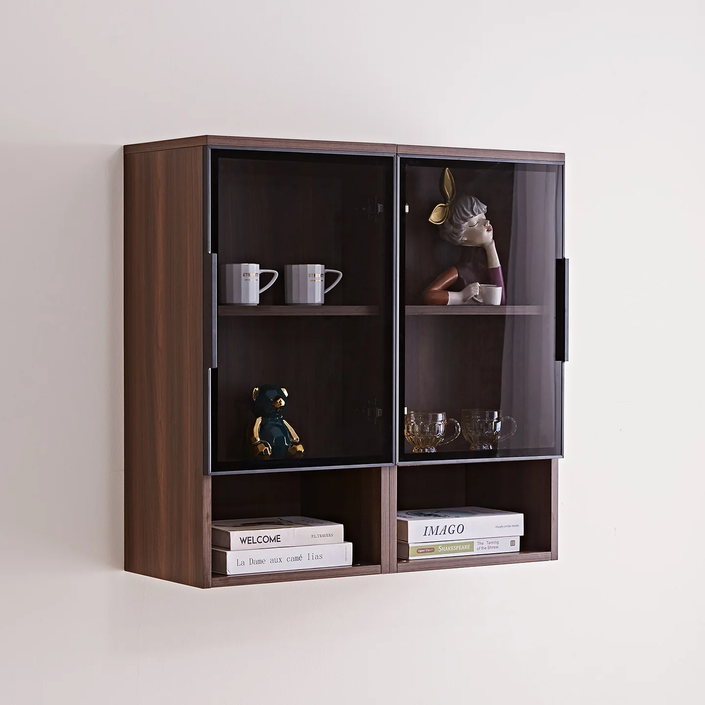 Solid wood hidden lattice wall cabinets wall shelves wall cabinets living room hanging ornaments are hidden