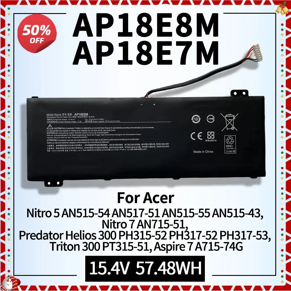 

High Quality AP18E7M AP18E8M Laptop Battery for Acer PH315-52 PH315-53 PH317-53 PT315-51 AN517-52 AN517-51 AN515-54 AN515-43