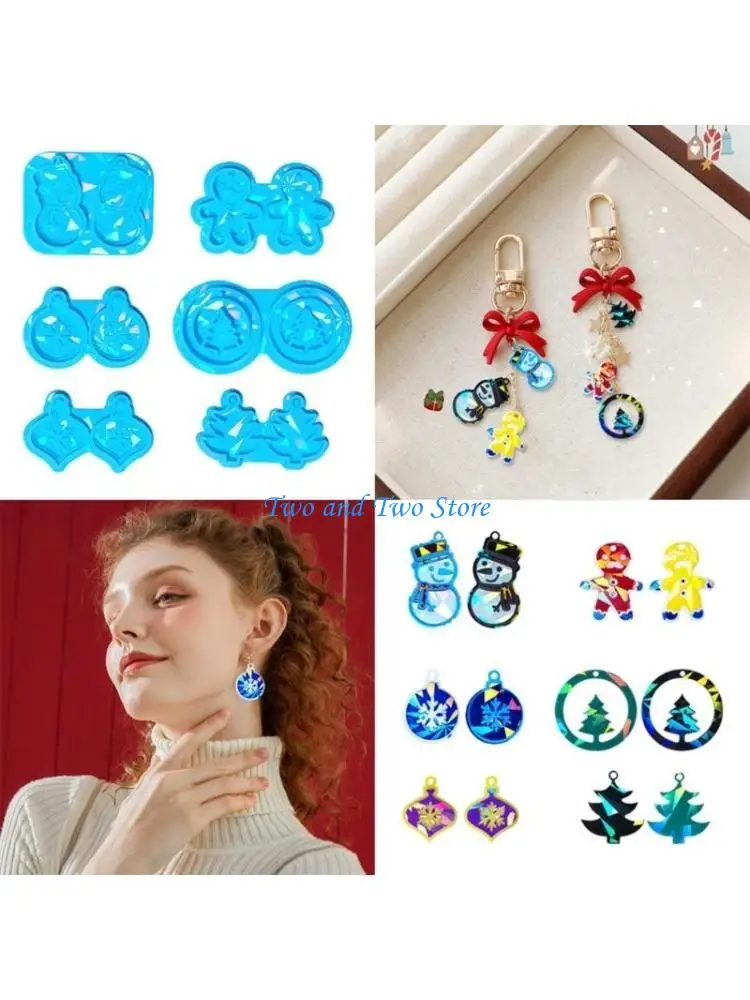 

HX6F Christmas Mold Earring Pendant Silicone Mold Resin Mold Nonstick