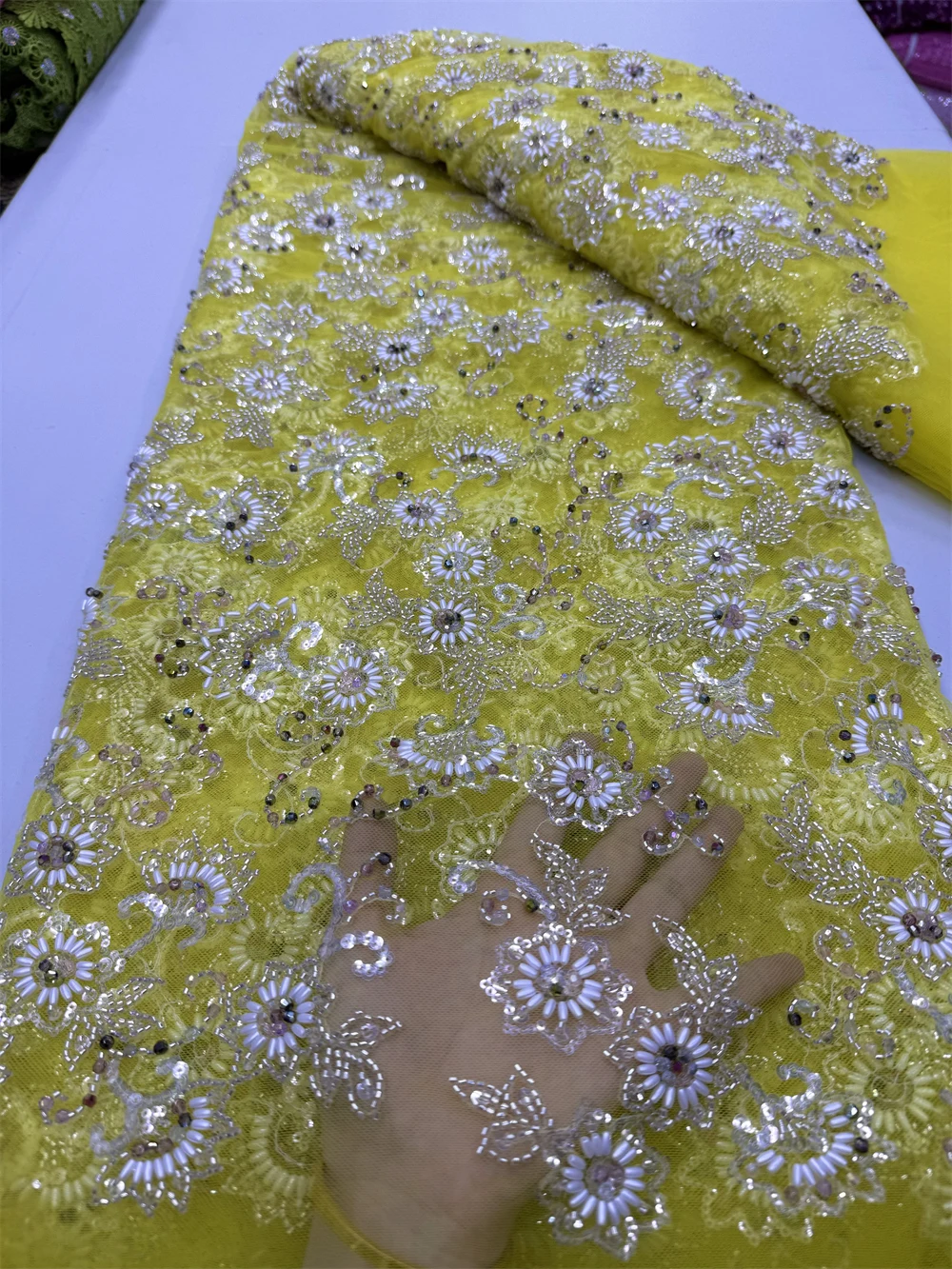 Nigerian Tulle Lace Fabric for Sewing, Wedding Dress, Chiffon Party Guipure, High Quality, Net Cloth, 5Yard, 2024 jy389