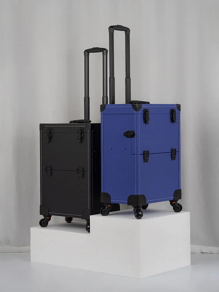 Valises de maquillage professionnelles pour femmes, valise de manucure de voyage de luxe, valise de rangement de grande capacité, valise à roulettes, boîte à outils