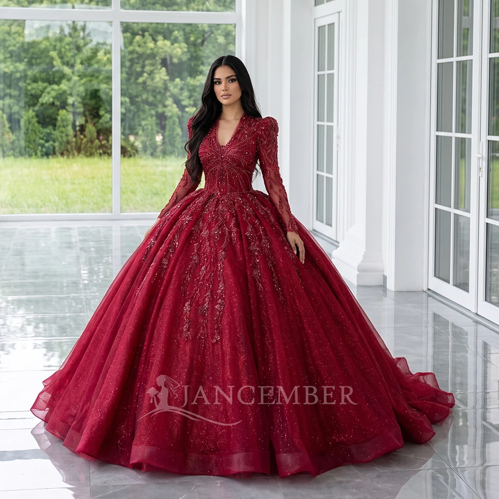 Vintage Wedding Dresses Charming Bridal Gowns Beading Long Sleeves Lace Up Back Robes Elegant Vestidos De Novia Customized