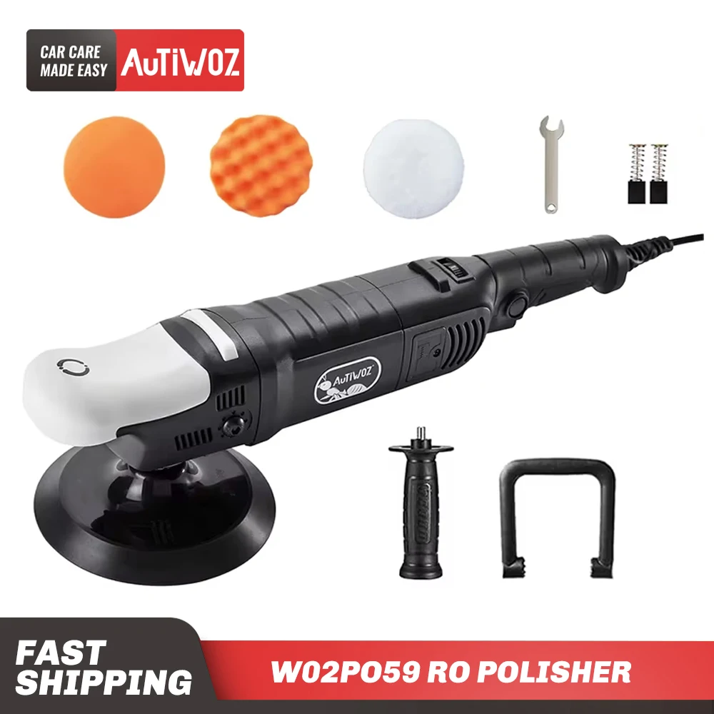 

AUTIWOZ 6-дюймовый роторный полировщик автомобиля, 1000-3800 об/мин, 6-скоростной буферный станок для автоматической нанесения воска и детализации