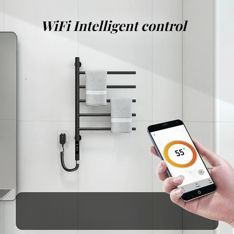 Bathroom Electric Towel Rack Intelligent Temperature Waterproof Electric Heated Rail Wall Mounted Household Towel Warmers