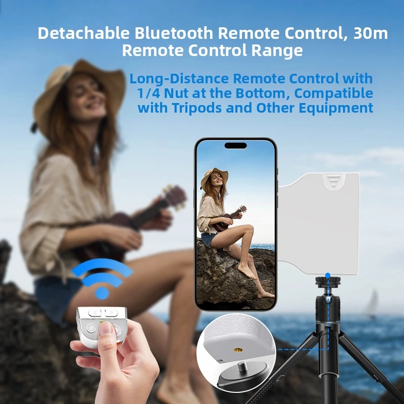 

NEW PH-80 Magnetic Rotatable Camera Grip Magnetic Bluetooth Phone Selfie Stick Handheld Anti-shake Selfie Handle with Fill Light