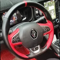 For Renault Kadjar Koleos Megane Talisman Scenic 2016 2017 DIY Hand stitch genuine Leather Sports style Car Steering Wheel Cover