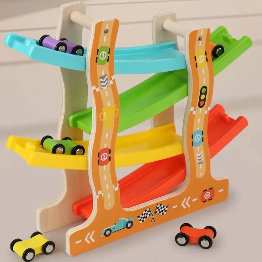 

Four-layer Inertia Car Early Educational Traffic Theme Wooden Gliders Track Hand-eye Coordination Friction Powered