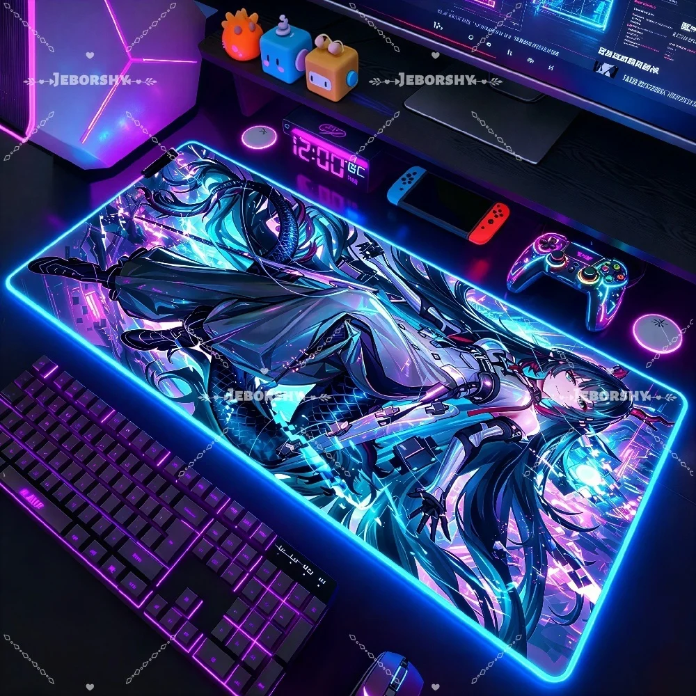 RGB HD XXL Arknights Endfield Zhuang Fangyi Mouse Pad Anime Girl Mousepad Large Gamer Laptop Gaming PC Accessories LED Desk Mat