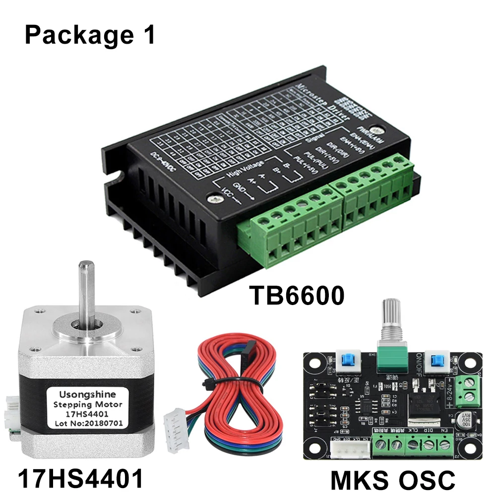 Zestaw sterownika silnika krokowego Nema17 17HS4401+TB6600 4A+MKS OSC z regulacją prędkości do przodu i do tyłu dla stołu przesuwnego grawerki CNC