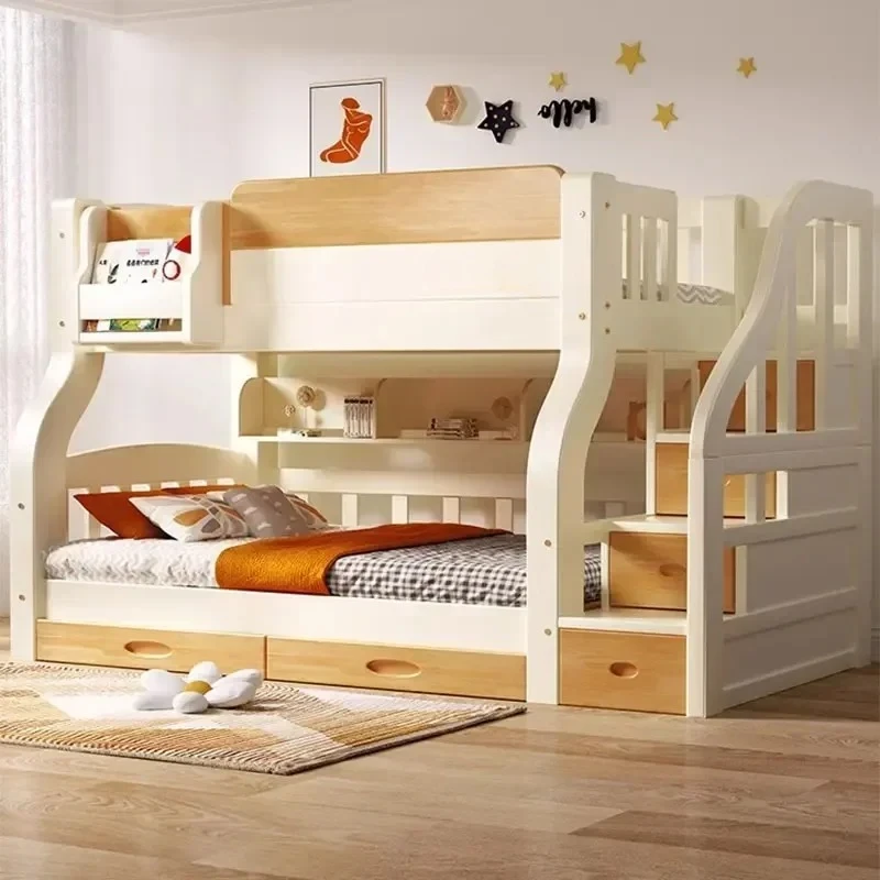 %Nordic Kids Double Bed Kawaii High End Luxury Frame Bunk Bed Modern Girl Boys Sleeping Cama Matrimonio Furniture For Bedroom