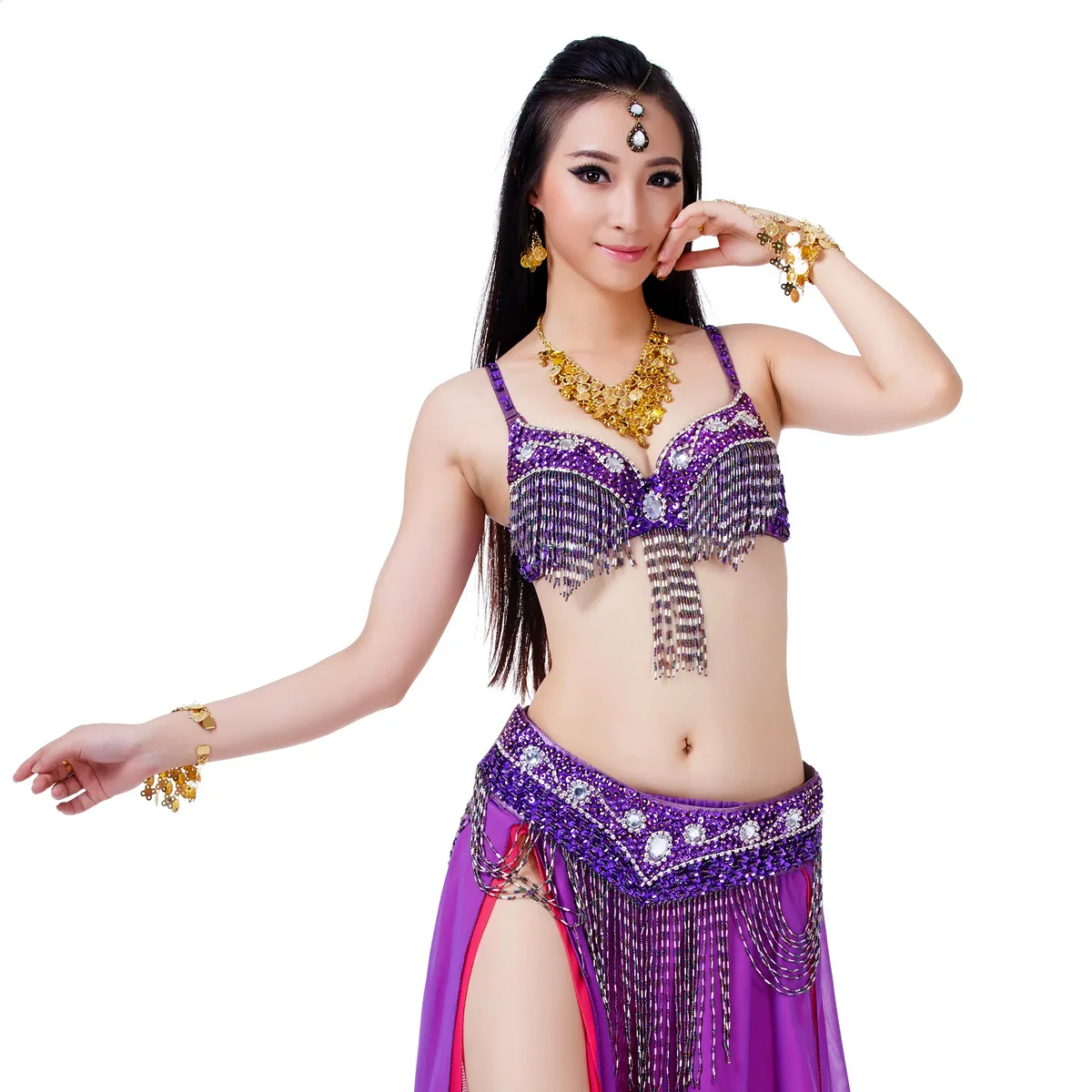 Belly Dance Bailey Unilateral Shawtz Hai Ndekostumbs Sequin Tassels Stage Performance Dance Accessories