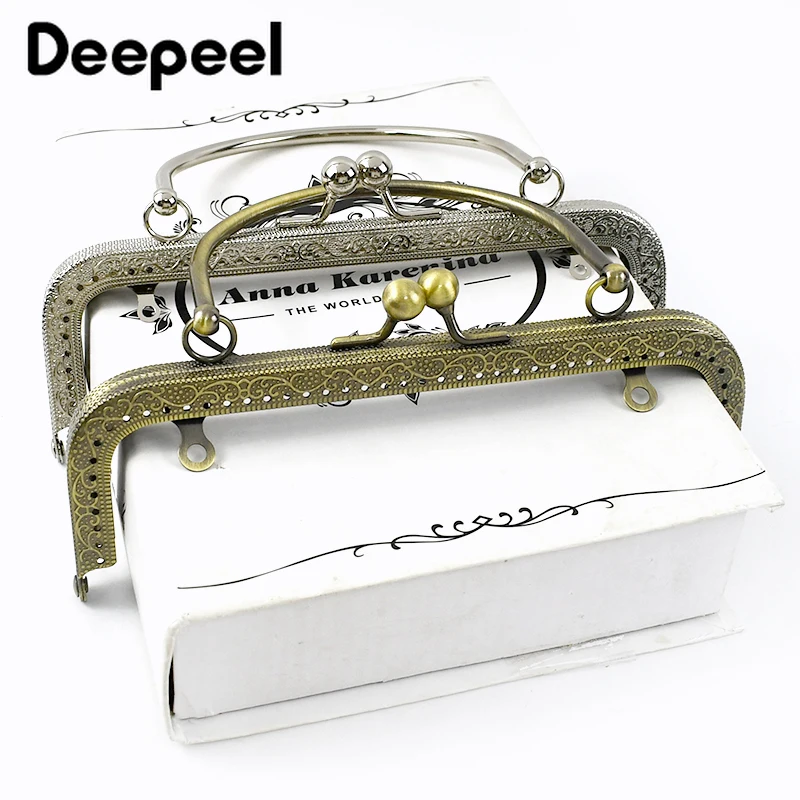 Deepeel-Bolso liso cuadrado de Metal de 18cm con asa para mujer, marco para bolso, cadena tejida, accesorios de costura hechos a mano, 1/2/5 Uds.