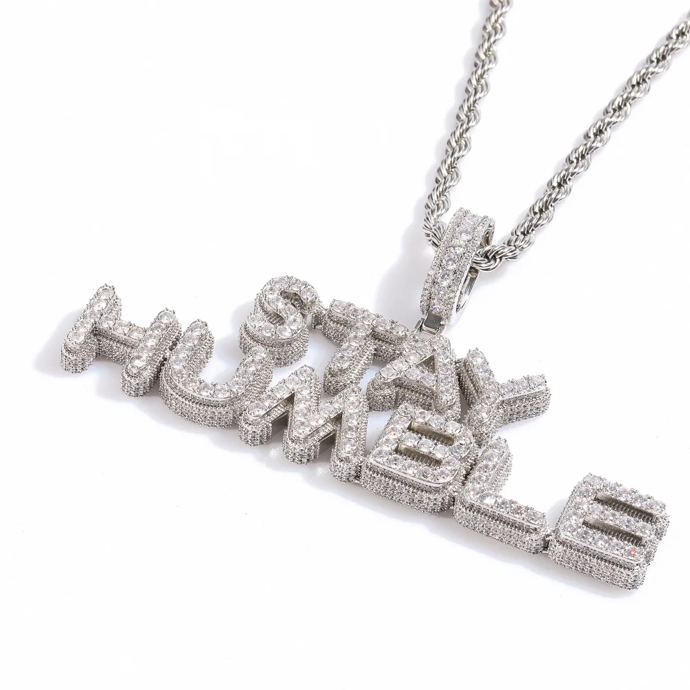 Custom Alphabet Intital Letter Pendant 5A+ CZ Necklace IcedOut Cubic Zirconia Gift For Men Women Irregular Shape Zircon Stones