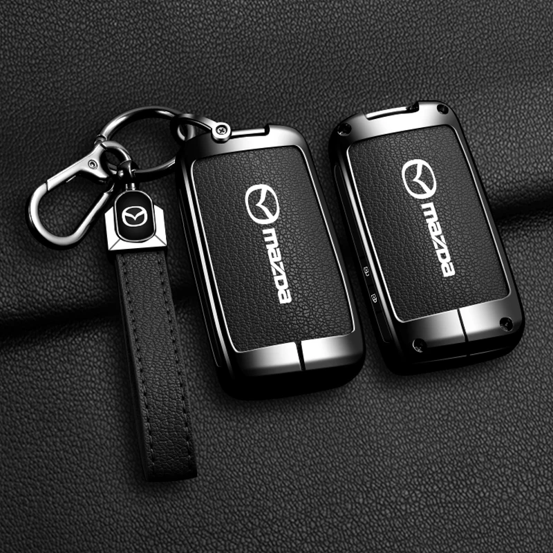 Car Leather Key Case Cover Holder Shell Fob For Mazda 3 Alexa CX30 CX-4 CX5 CX-5 CX8 CX-8 CX-30 CX9 CX-9 Keychain Accessories