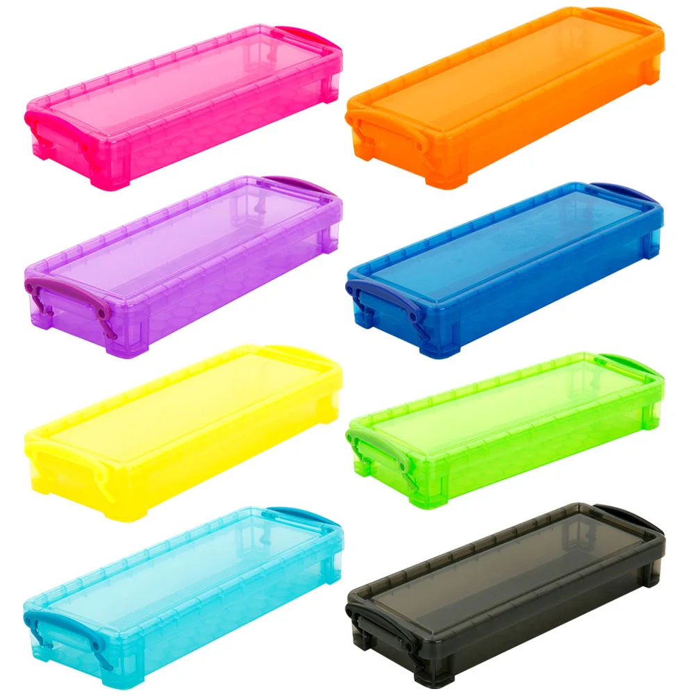 

8Pcs Plastic Pencil Case Large Capacity Stationery Storage Box Portable Pen Organizer Storage Container for Desk and Backpack