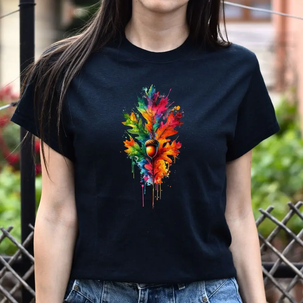 Abstract oak tree leaf Color Splash Unisex T-shirt Black Navy Dark Heather High Quality 100%Cotton Short Sleeve