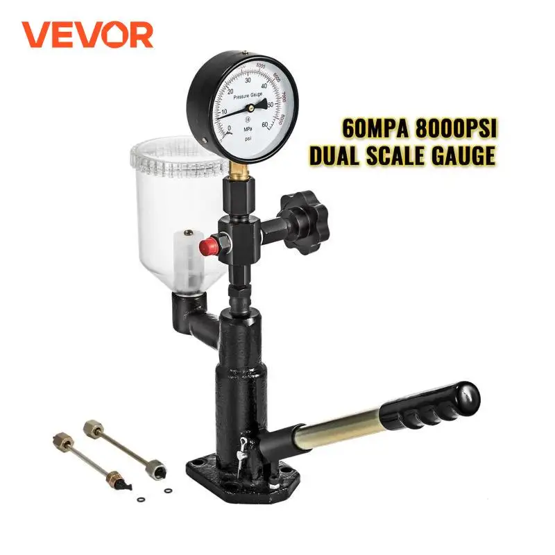 VEVOR Diesel Fuel Injector Nozzles Tester with Dual Scale Gauge 6000PSI Engine Fuel Tester Repair Tool for Automobiles Tractors