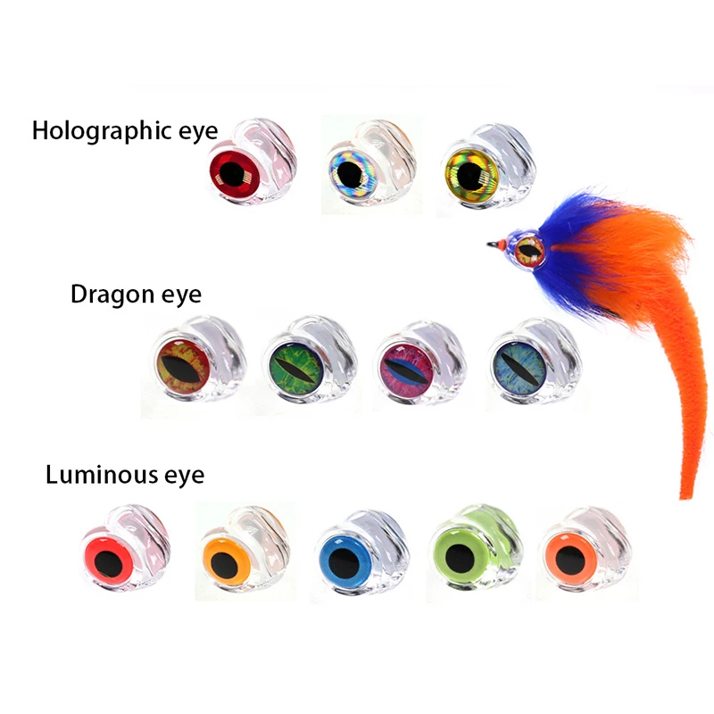 10 Stück transparente Fischmasken + 20 holografische 3D-Fischaugen, Fliegenbindematerial zum Binden von Streamern, Hechten, Barschen, Forellen, Salzwasser-Angelködern – Detail 5