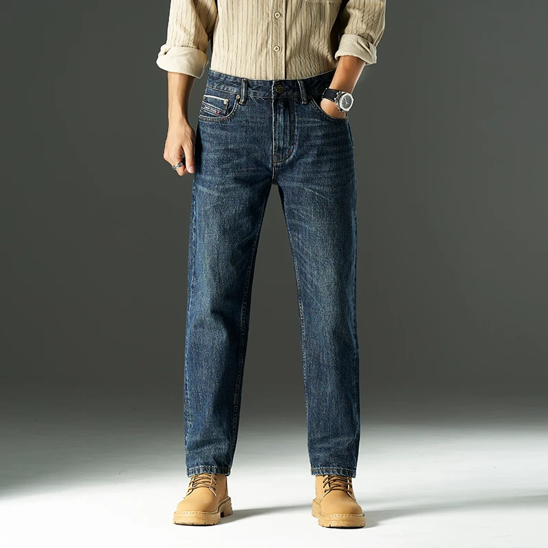 High Quality Heavyweight 15oz 100% Cotton Washed Red Selvedge Denim Jeans No-Stretch Tough Regular Fit Straight Men's Pants