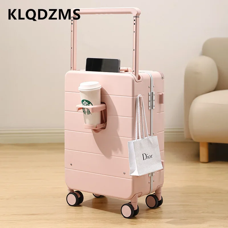 KLQDZMS Rolling Suitcase PC Aluminum Frame Boarding Box 20 “24” 26 Inches Large Capacity Trolley Case Men with Wheels Suitcase