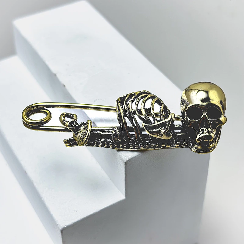 Halloween Schädel Cosplay Pins Gekreuzte Knochen Künstliche Edelstein Skelett Flügel 3D Kostüm Hut Pins Party Punk Gothic Metall Broschen – Detail 6