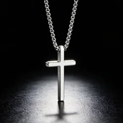 Fashion Cross Pendant Necklaces for Men Women Stainless Steel Punk Charm Box Chains Accessories Party Punk Jewelry Jesus Gift