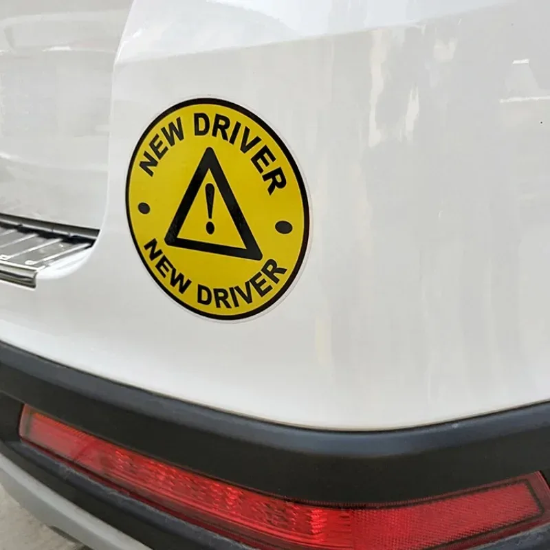 

new Design Beware New Drivers Triangle Sign Warning Keep Distance Round Yellow Car Deca 15cm PVC KK