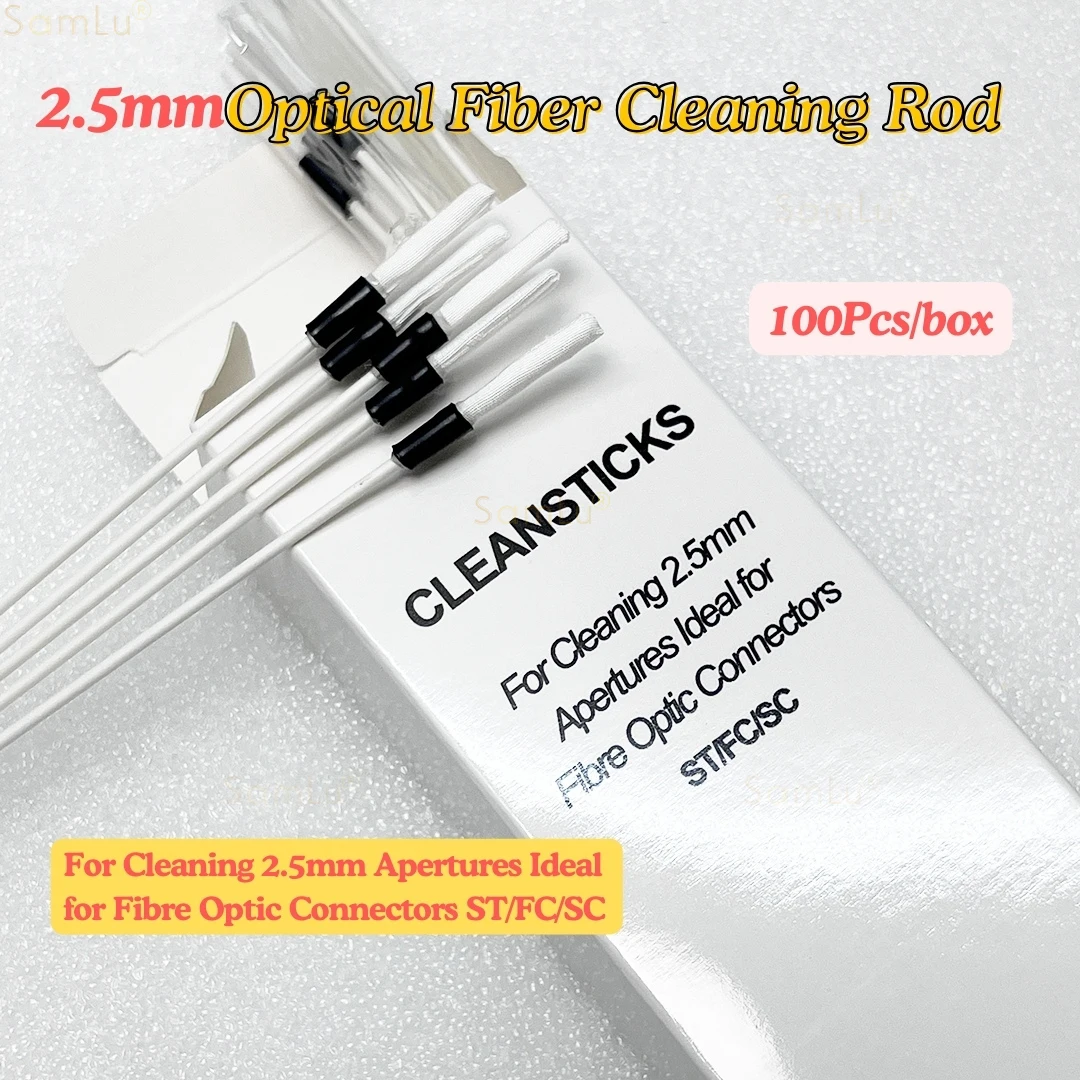 

100pcs/box 2.5mm Fiber Optic Cleaning Sticks Cleaning Swab For FC/SC/ST Connector 2.5mm Cleaning Sticks/ Swab