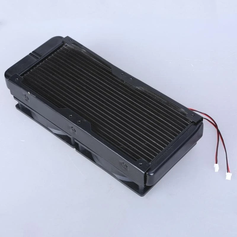 Aluminum Computer Radiator Water Cooling Cooler 2 Fans 240mm For CPU Heatsink