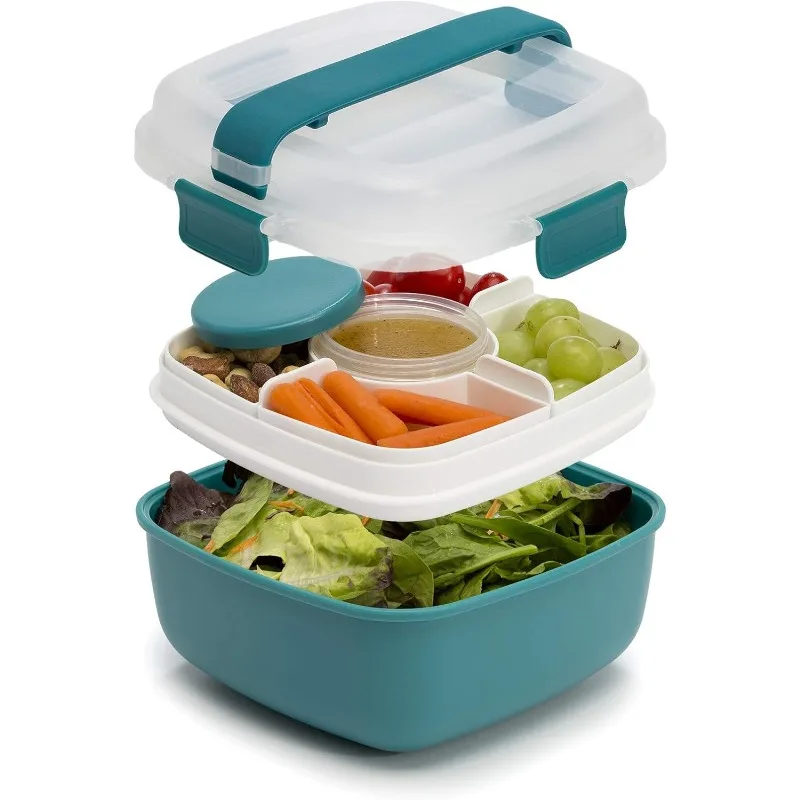 

Stackable Lunch Box Container, Bento Style Food Storage with Removeable Compartments for Sandwich, Leak-Proof , 56-Ounce, Teal