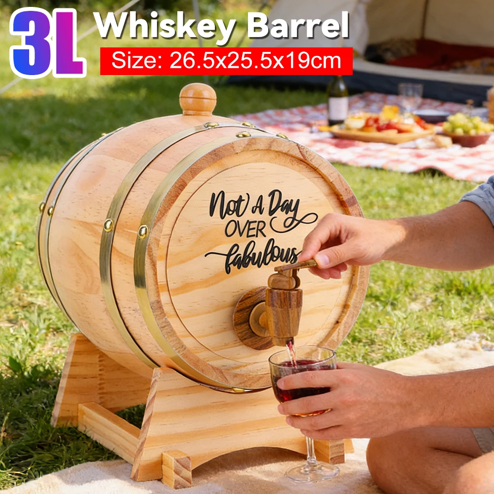Wine Beer Tequila - 3L houten whiskyvat met standaard en
