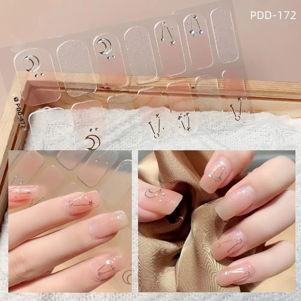 Naklejki na paznokcie Semi Cured uñas Gel Nail Strip Sticker Gel Wraps Cured Waterproof Nail Polish Gel Nail Decals Lamp P2K3